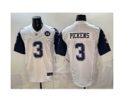 Men Dallas Cowboys #3 George pickens White F U S E 94 Marshawn Kneeland Memorial Patch Thanksgiving Vapor Limited Stitched Football Jersey