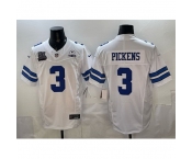 Men Dallas Cowboys #3 George pickens White F U S E With 5x Super Bowl Champions 26 Established In 1960 Patch Vapor Limited Stitched Football Jersey