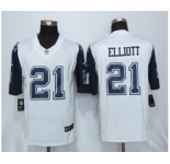 Men Nike Dallas Cowboys #21 Ezekiel Elliott White Stitched NFL Rush Jersey[Limited]