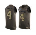 Men Nike Dallas Cowboys #4 Dak Prescott Green Men's Stitched NFL Limited Salute To Service Tank Top Jersey