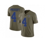 Men Nike Dallas Cowboys #4 Dak Prescott Limited Olive 2017 Salute to Service NFL Jersey