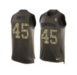 Men Nike Dallas Cowboys #45 Rod Smith Limited Green Salute to Service Tank Top NFL Jersey