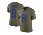 Men Nike Dallas Cowboys #8 Troy Aikman Limited Olive 2017 Salute to Service NFL Jersey
