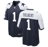 Men's Dallas Cowboys #1 Jalen Tolbert Thanksgiving Blue Vapor Limited Jersey