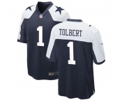 Men's Dallas Cowboys #1 Jalen Tolbert Thanksgiving Blue Vapor Limited Jersey