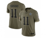 Men's Dallas Cowboys #11 Micah Parsons 2022 Olive Salute To Service Limited Stitched Jersey