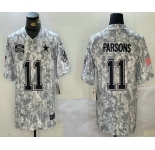Men's Dallas Cowboys #11 Micah Parsons 2024 FUSE Arctic Camo Salute to Service Limited Stitched Jersey