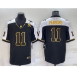Men's Dallas Cowboys #11 Micah Parsons Black Gold Thanksgiving With Patch Stitched Jersey