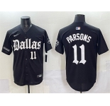 Men's Dallas Cowboys #11 Micah Parsons Black 'Gothic Lone Star Edition' Limited Stitched Baseball Jersey