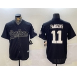 Men's Dallas Cowboys #11 Micah Parsons Black With Patch Cool Base Stitched Baseball Jersey