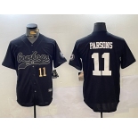 Men's Dallas Cowboys #11 Micah Parsons Black With Patch Cool Base Stitched Baseball Jerseys