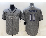 Men's Dallas Cowboys #11 Micah Parsons Grey Gridiron With Patch Cool Base Stitched Baseball Jersey