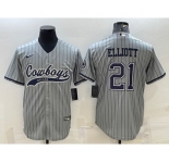 Men's Dallas Cowboys #11 Micah Parsons Grey Gridiron With Patch Cool Base Stitched Baseball Jerseys