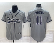 Men's Dallas Cowboys #11 Micah Parsons Grey Stitched Cool Base Nike Baseball Jersey