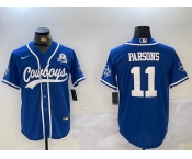 Men's Dallas Cowboys #11 Micah Parsons Light Blue 1960 Patch Stitched Cool Base Nike Baseball Jersey