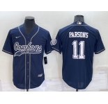 Men's Dallas Cowboys #11 Micah Parsons Navy Blue Stitched Cool Base Nike Baseball Jersey