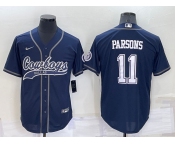 Men's Dallas Cowboys #11 Micah Parsons Navy Blue Stitched Cool Base Nike Baseball Jersey