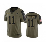 Men's Dallas Cowboys #11 Micah Parsons Olive 2021 Salute To Service Limited Stitched Jersey