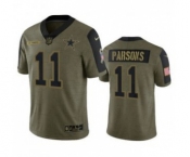 Men's Dallas Cowboys #11 Micah Parsons Olive 2021 Salute To Service Limited Stitched Jersey