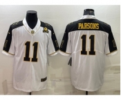 Men's Dallas Cowboys #11 Micah Parsons White Gold Edition With 1960 Patch Limited Stitched Football Jersey