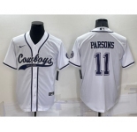 Men's Dallas Cowboys #11 Micah Parsons White Stitched Cool Base Nike Baseball Jersey