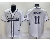 Men's Dallas Cowboys #11 Micah Parsons White Stitched Cool Base Nike Baseball Jersey