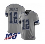 Men's Dallas Cowboys #12 Roger Staubach Limited Gray Inverted Legend 100th Season Football Jersey