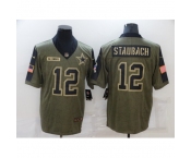 Men's Dallas Cowboys #12 Roger Staubach Olive Gold 2021 Salute To Service Limited Player Jersey