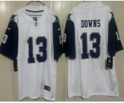 Men's Dallas Cowboys #13 Caleb Downs White Throwback Vapor Jersey