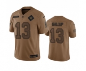 Men's Dallas Cowboys #13 Michael Gallup 2023 Brown Salute To Service Limited Football Stitched Jersey