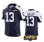 Men's Dallas Cowboys #13 Michael Gallup Navy White 2023 F.U.S.E. NFC East Champions Patch Football Stitched Jersey