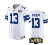 Men's Dallas Cowboys #13 Michael Gallup White 2023 F.U.S.E. NFC East Champions Patch Football Stitched Jersey