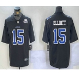 Men's Dallas Cowboys #15 Ezekiel Elliott Black Throwback With 1960 Patch Vapor Limited Stitched Jersey