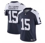 Men's Dallas Cowboys #15 Ezekiel Elliott Navy White Vapor Untouchable Thanksgiving Limited Football Stitched Jersey