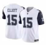 Men's Dallas Cowboys #15 Ezekiel Elliott White 2023 F.U.S.E Color Rush Limited Football Stitched Jersey