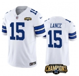 Men's Dallas Cowboys #15 Trey Lance White 2023 F.U.S.E. NFC East Champions Patch Football Stitched Jersey