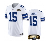 Men's Dallas Cowboys #15 Trey Lance White 2023 F.U.S.E. NFC East Champions Patch Football Stitched Jersey