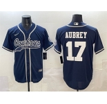 Men's Dallas Cowboys #17 Brandon Aubrey Navy Cool Base Stitched Baseball Jersey
