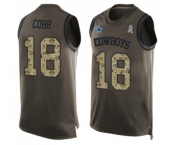 Men's Dallas Cowboys #18 Randall Cobb Limited Green Salute to Service Tank Top Football Jersey