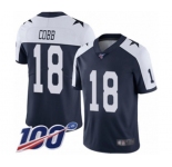 Men's Dallas Cowboys #18 Randall Cobb Navy Blue Throwback Alternate Vapor Untouchable Limited Player 100th Season Football Jersey
