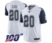 Men's Dallas Cowboys #20 George Iloka Limited White Rush Vapor Untouchable 100th Season Football Jersey