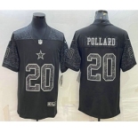 Men's Dallas Cowboys #20 Tony Pollard Black Reflective Limited Stitched Football Jerse