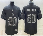 Men's Dallas Cowboys #20 Tony Pollard Black Reflective Limited Stitched Football Jerse