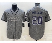 Men's Dallas Cowboys #20 Tony Pollard Grey Gridiron With Patch Cool Base Stitched Baseball Jersey