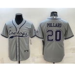 Men's Dallas Cowboys #20 Tony Pollard Grey With Patch Cool Base Stitched Baseball Jersey