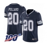 Men's Dallas Cowboys #20 Tony Pollard Navy Blue Team Color Vapor Untouchable Limited Player 100th Season Football Jersey