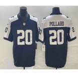 Men's Dallas Cowboys #20 Tony Pollard Navy Blue Thanksgiving 2023 FUSE Vapor Limited Stitched Jersey