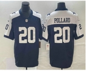 Men's Dallas Cowboys #20 Tony Pollard Navy Blue Thanksgiving 2023 FUSE Vapor Limited Stitched Jersey