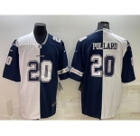 Men's Dallas Cowboys #20 Tony Pollard Navy White Split Vapor Untouchable Limited Stitched Jersey