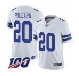 Men's Dallas Cowboys #20 Tony Pollard White Vapor Untouchable Limited Player 100th Season Football Jersey